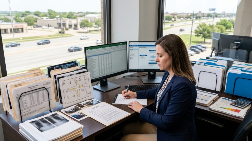 How Insurance Companies Evaluate Arlington Injury Claims Arlington injury claim insurance evaluation showing liability evidence medical records damages and settlement review process